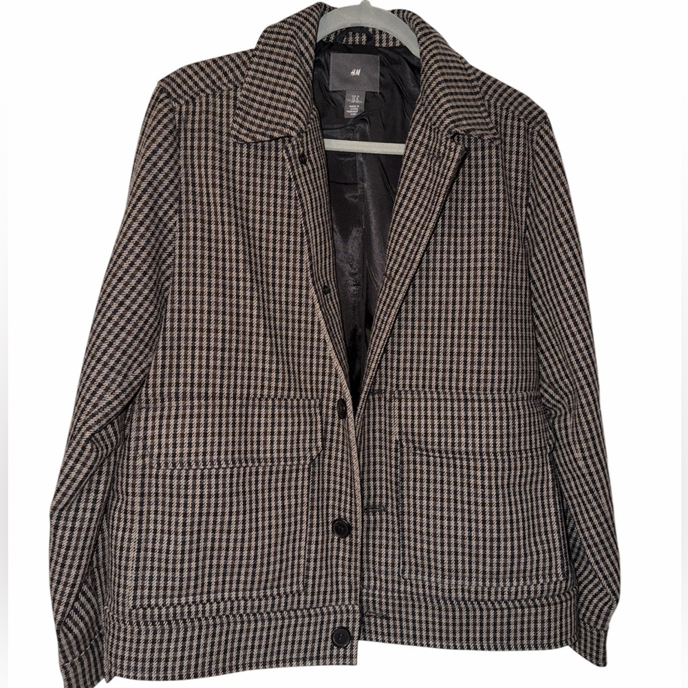 Unisex H&M Wool-Blend Houndstooth Jacket